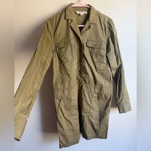 LOFT Cotton Utility Dress Collared Button Front